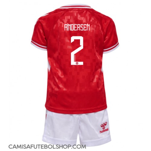 Camisa de time de futebol Dinamarca Joachim Andersen #2 Replicas 1º Equipamento Infantil Europeu 2024 Manga Curta (+ Calças curtas)